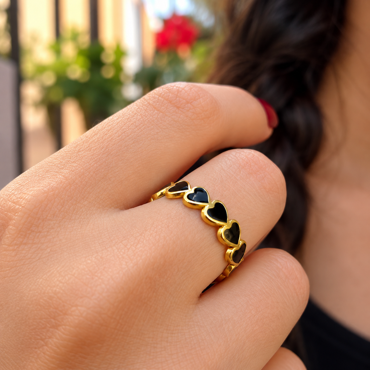 Anello Cuori Neri